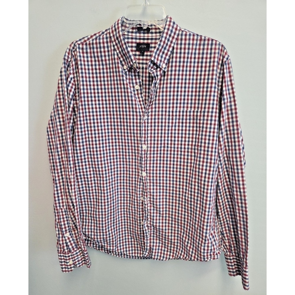 J.CREW Shirt Mens‎ XL Slim Fit 100% Cotton Gingham Long Sleeve Button Front